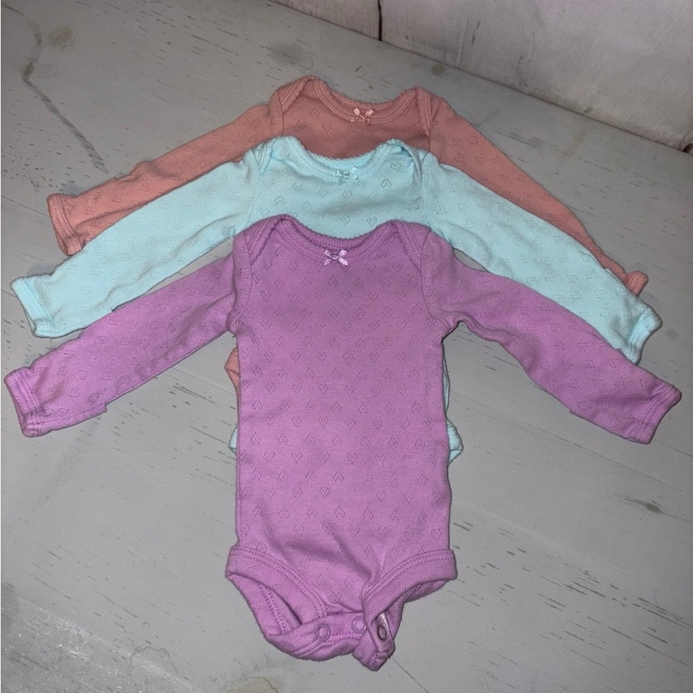 Carter's Pink, Mint, and Lavender Baby Bodysuit Trio